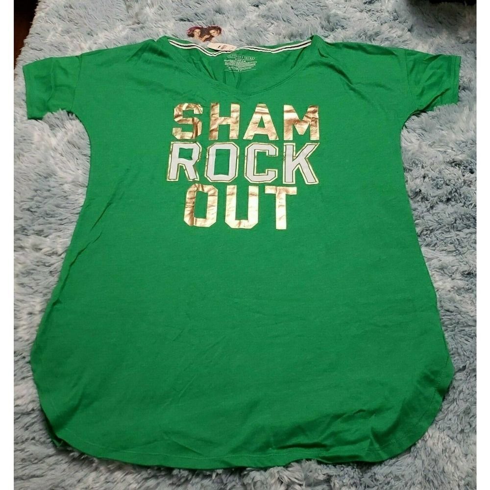 Victoria's Secret Nightgown Sham Rock Out Sleep Tee Green XSmall